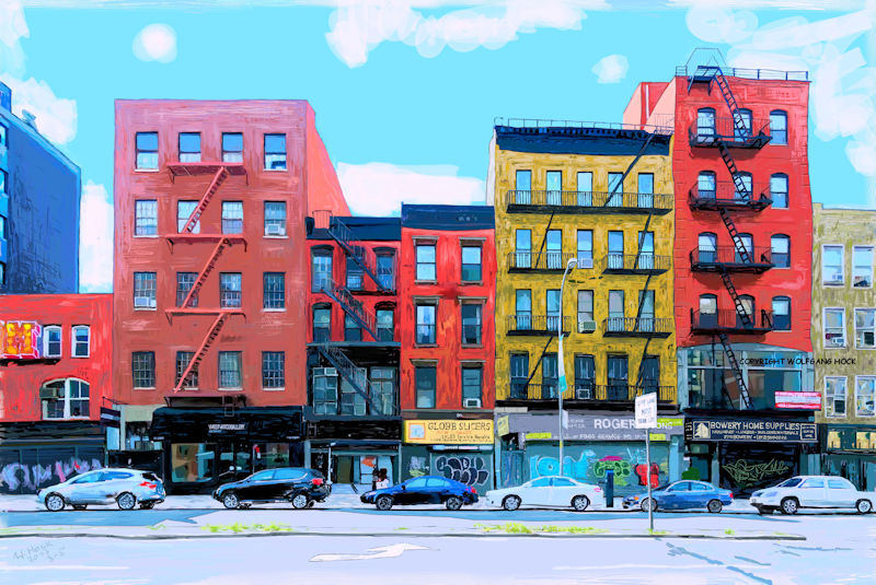 Bowery Home Supplies  2017   Handmade digital painting on canvas 180 x 120 cm (180 megapixel)